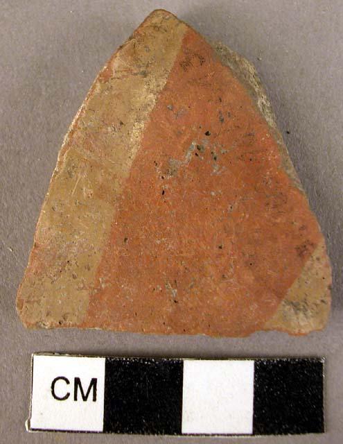 Potsherd - possibly white on red but probably decomposed black on red (Wace & Th