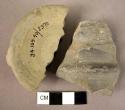 Pottery base fragment; corrugated sherd - gray minyan