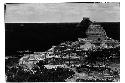 Caracol, view from Monjas before repair of tower and SW corner of lower platform