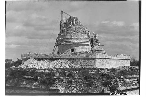 Caracol. Tower. View from Temple of Wall Panels.