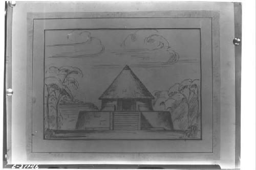 Casa Redonda. Restoration drawing. By Bolles.