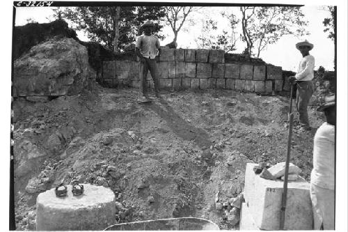 Area between columns in which a sculptured altar was found.