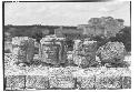 Caracol. 4 incensarios on parapet, upper platfrom, numbered from l. to r. 12,11,