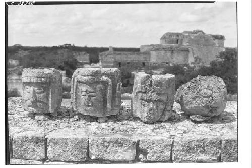 Caracol. 4 incensarios on parapet, upper platfrom, numbered from l. to r. 12,11,