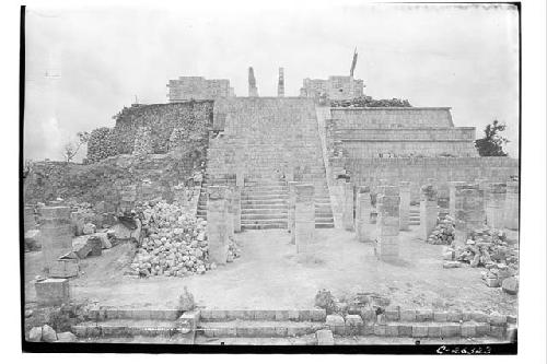 Temple of Warriors from front showing stairway