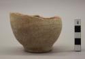Ceramic, coarse earthenware ceramic vessel base, round with flat base