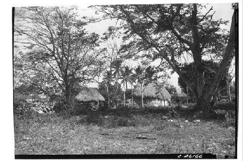 Juan Olalde's (native mayordomo) home. Casa Principal in distance