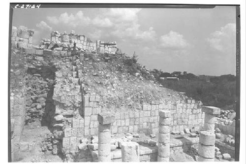 Temple of Wall Panels showing filled in well and part of stairway