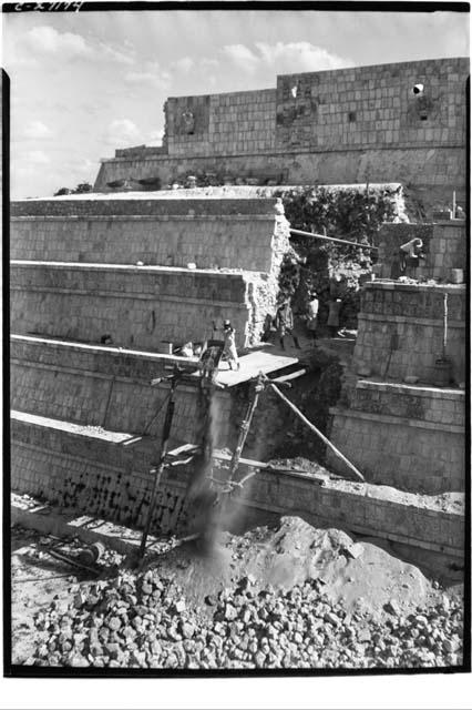 Excavation of buried temple at the Temple of Warriors