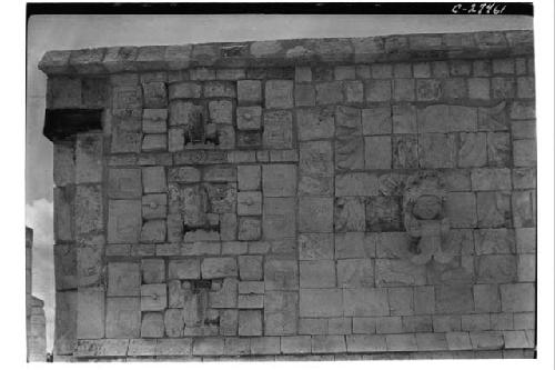 Serpent-bird and mask panels at the Temple of Warriors