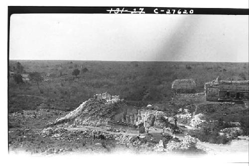 Temple of Wall Panels; Bird's eye view from Caracol