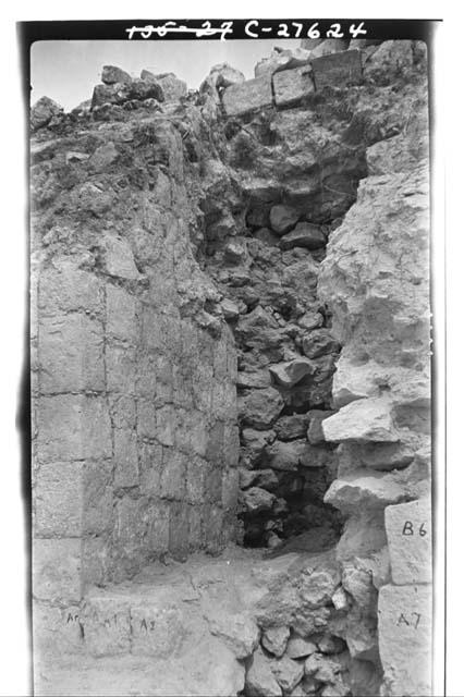 Temple of Wall Panels showing ancient stairway leading to temple