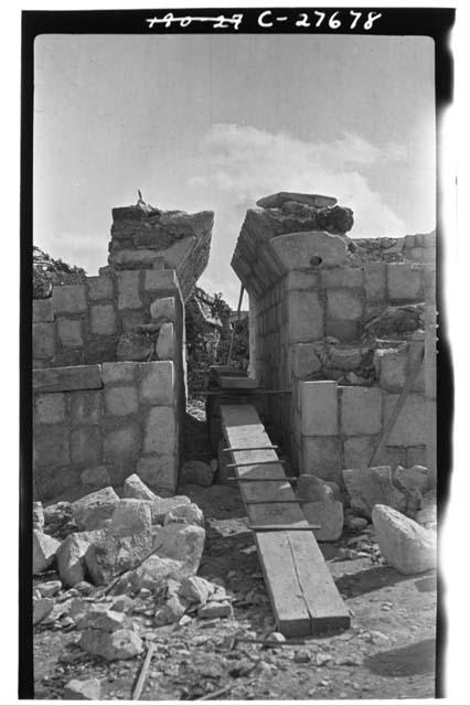 Temple of Wall Panels during repair of archway