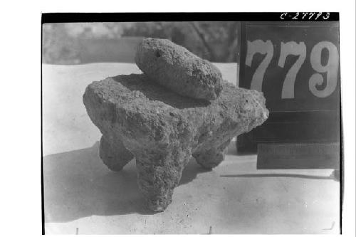 Metate mano, limestone - Temple of Interior Columns and House of Grinding Stones