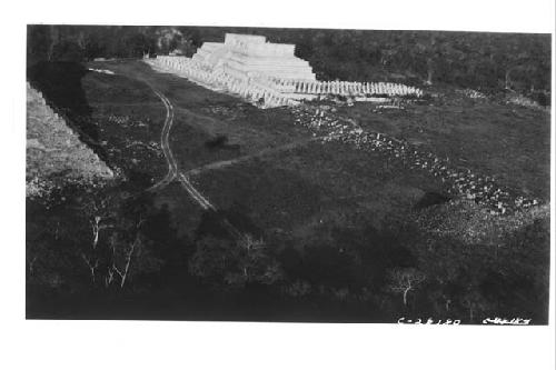 Aerial view of the Temple of Warriors looking northeast