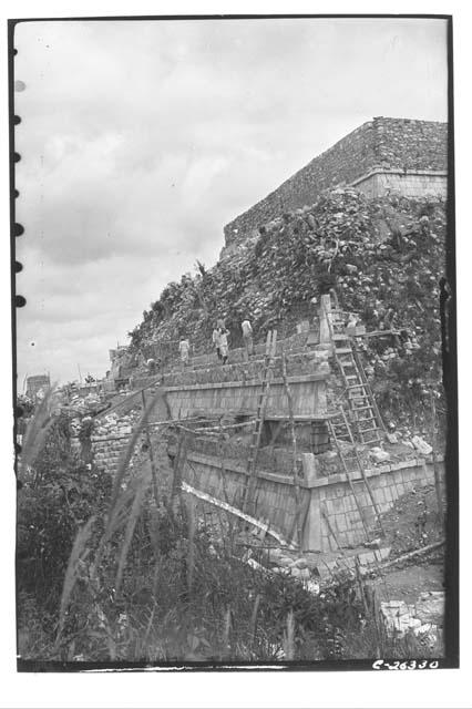 South side of the Temple of Warriors during repair