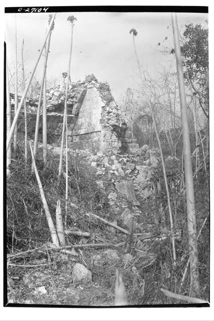 T. of Two Lintels, Old Chichen. Front after clearing vegetation but before excavation