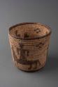 Coiled cattail reed bowl with horsemen motif