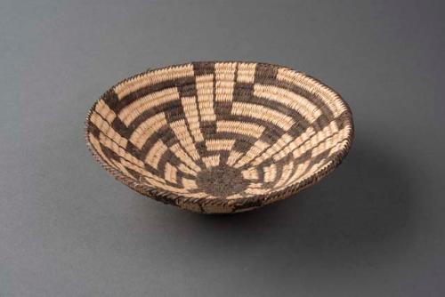 Coiled cattail reed bowl with flaring sides