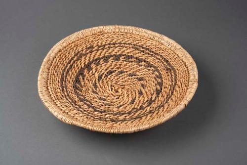 Twined shallow circular basket