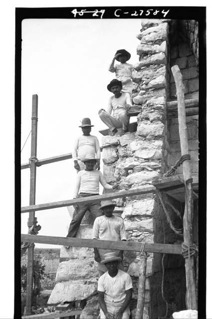 Caracol. Native laborers. Vault section.