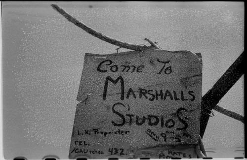 Sign, "Come to Marshall's Studios"