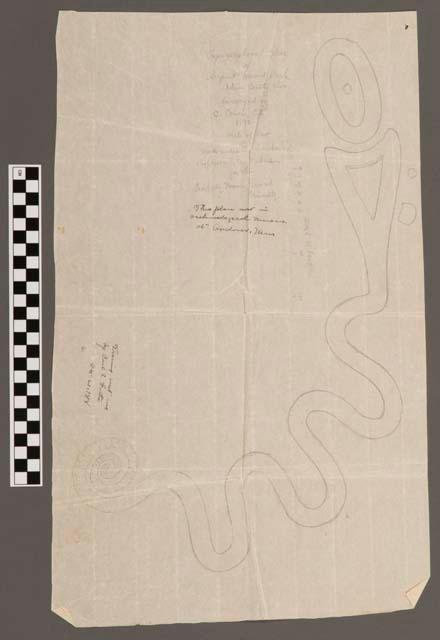 Tracing of Cowen 1890 topographical plan of Serpent Mound