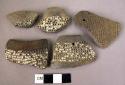 5 potsherds - black with white incisions