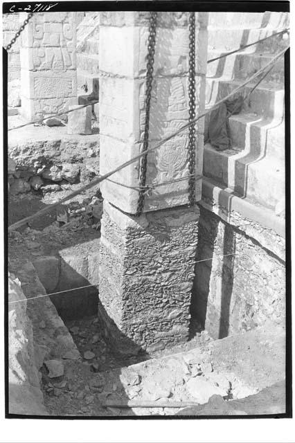 NW. Colonnade. View of Incenerary pit at base of stairway leading to Warriors, s