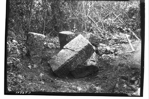 Temple of the Lintel, Old Chichen, showing removal of second stone and complete