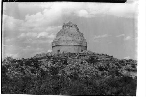 Caracol. More distant view, looking NE. Showing repair of western and southern s