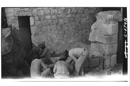 Caracol, laborers at work on N. wall