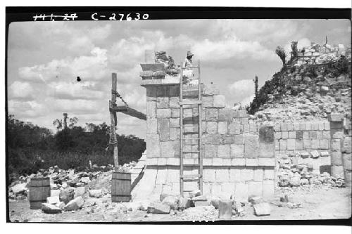 Northwest corner of the Temple of Wall Panels during repair