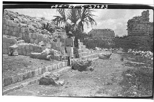 Stairway leading to colonnade at the Temple of Wall Panels