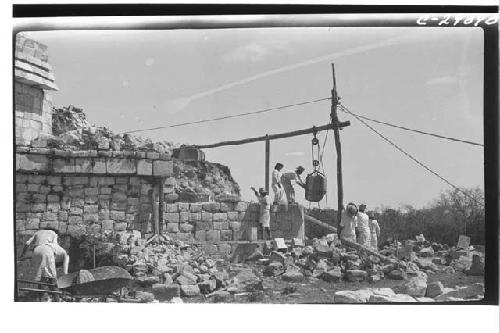 Caracol, SE. corner under repair.