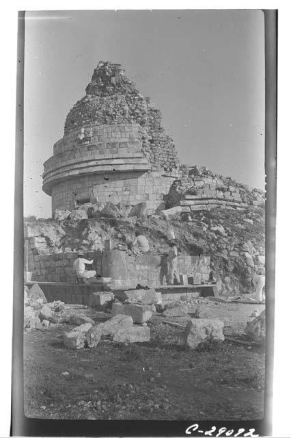 Caracol, SE. corner under repair - upper terrace.