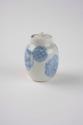 Small ceramic covered jar, blue and white