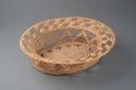 Basket, bowl, oval, openwork design, flaring rim, flat base