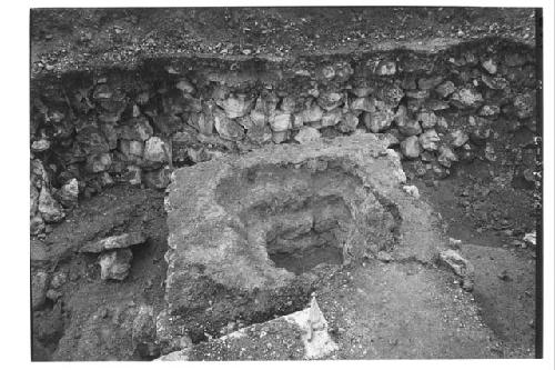 Mercado patio. Masonry block. Stone slabs which formed cover have been removed.