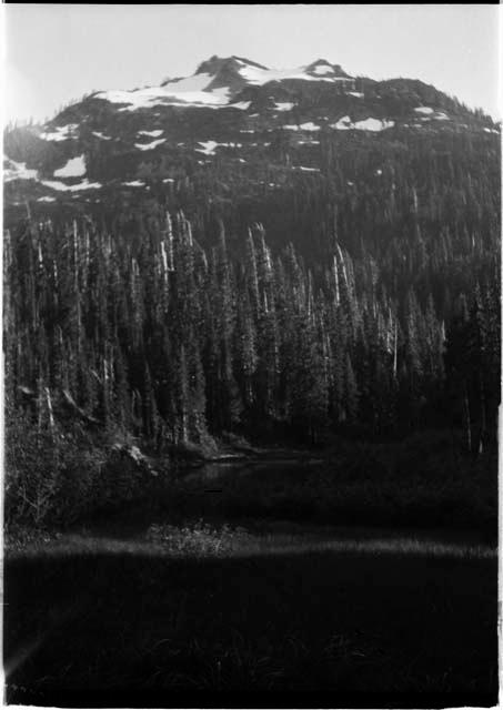 Lake, with mountain in the background