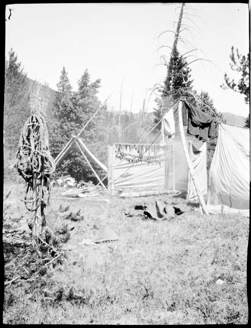 Venison drying in camp