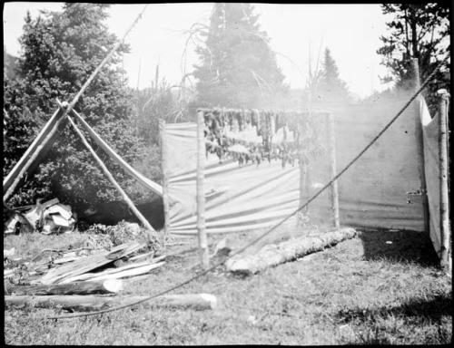 Venison drying in camp