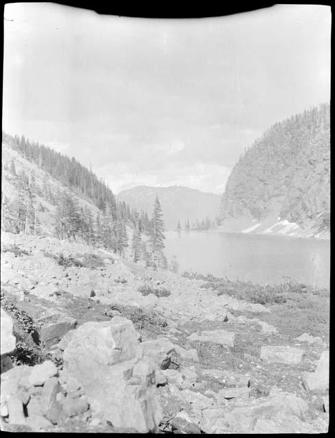 Rocky landscape, with mountains in the background