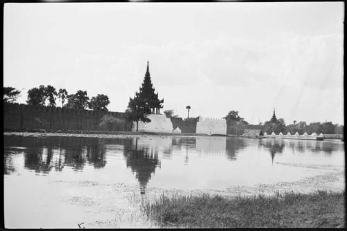 Water, with pagodas in the distance