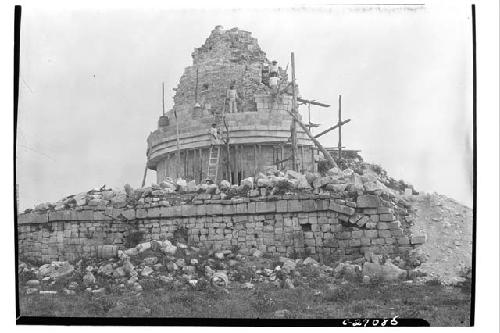 Caracol S side during repair. Looking N.