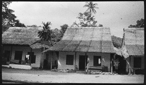 Person walking in front of houses