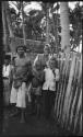 People standing next to a fence