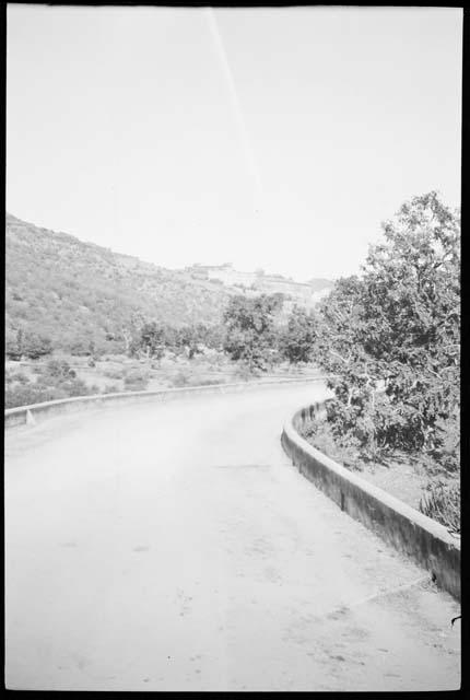 Road, with hills in the background