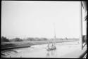 Boat in the Suez Canal, view from a larger boat