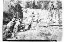 Temple of Three Lintels Northwest exterior corner in course of repair, V.